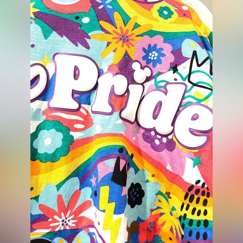 Disneyland Spirit Jersey Pride Collection Adult S Colorful Artsy Gay Day Floral - Picture 5 of 7